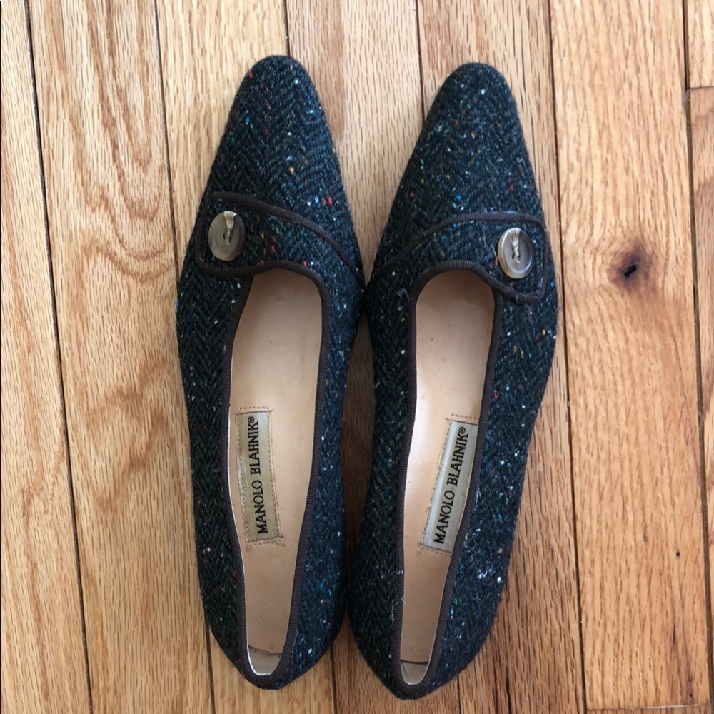 Manolo Blahnik Black Tweed Women's Shoes